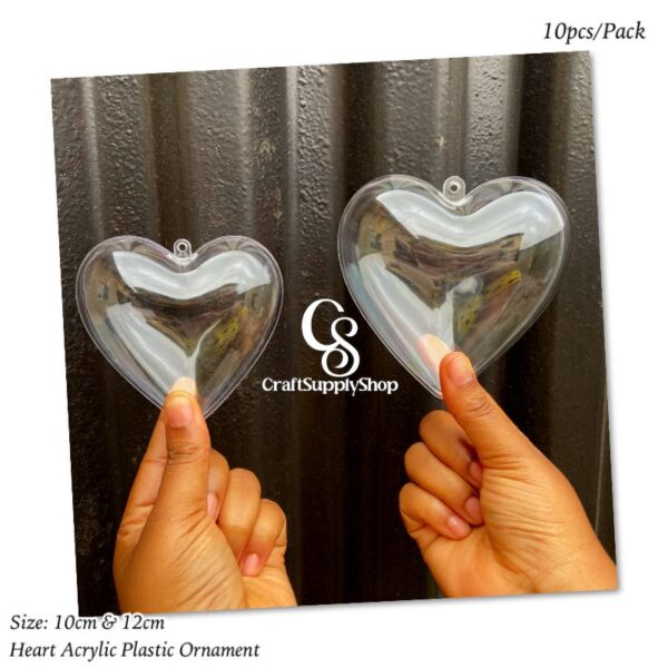 10cm 12cm Heart Acrylic Ornament Baubles Ball