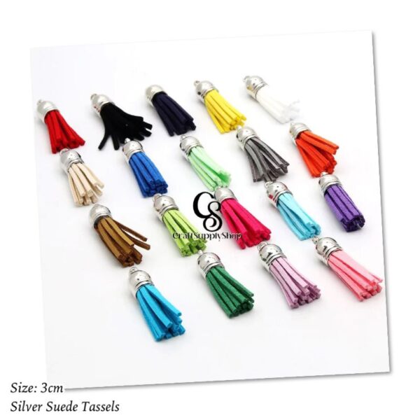 3.6cm Suede Mixed Silver Cap Tassel