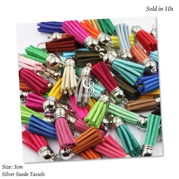 3.6cm Suede Mixed Silver Cap Tassel