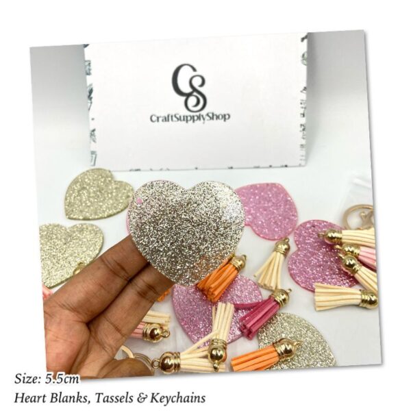 5.5cm Glitter Acrylic Heart blank