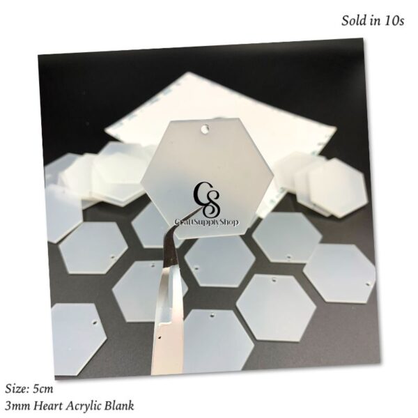 5cm Hexagon Acrylic Keychain Blanks