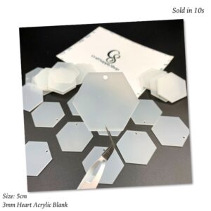 5cm Hexagon Acrylic Keychain Blanks