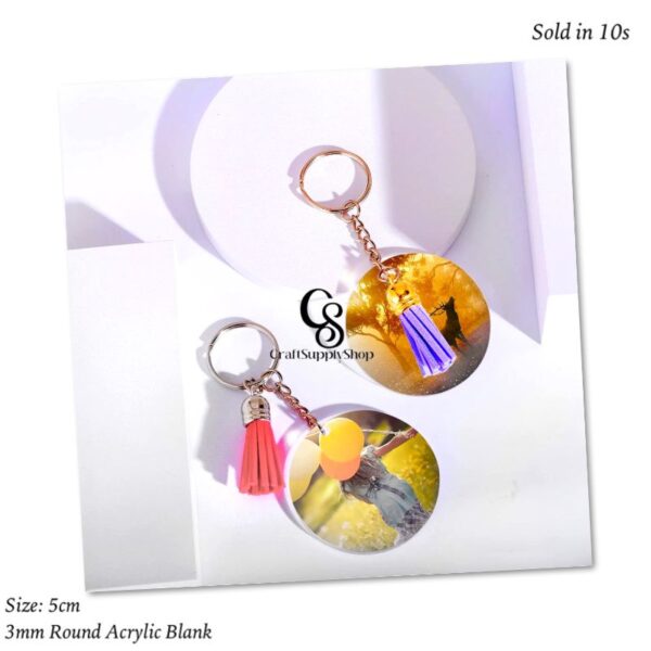 5cm Round Acrylic Blank Keychain