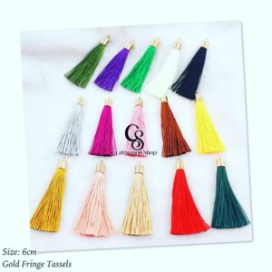 6cm Silk Fringe Gold Cap Tassels - 1pc