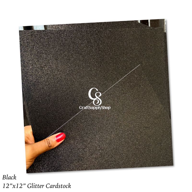 300gsm Black Glitter Cardstock 1pc CraftSupplyHQ