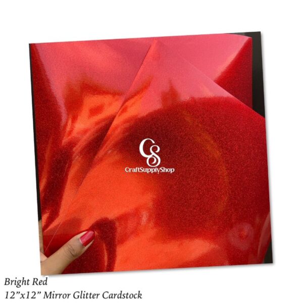 Bright Red Mirror Glitter Cardstock (5)