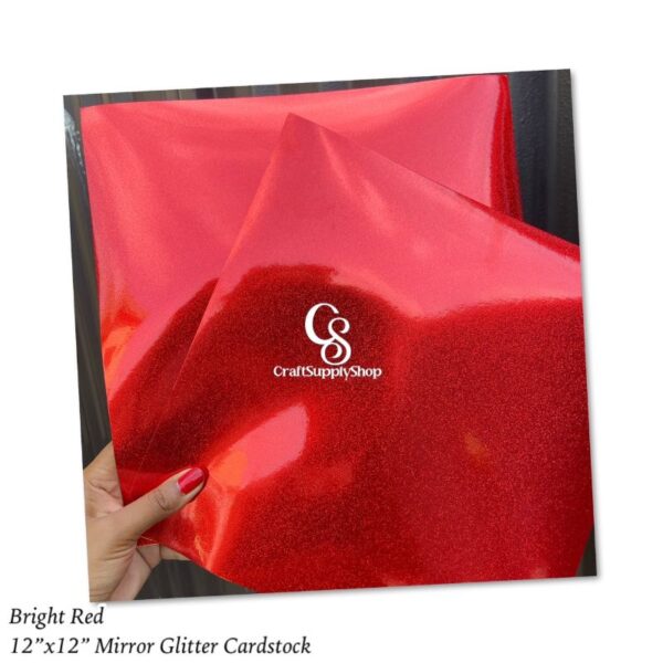 Bright Red Mirror Glitter Cardstock