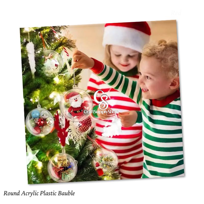 Clear Plastic Christmas Baubles - 8cm Fillable Ornaments - DIY Transparent Christmas Decorations