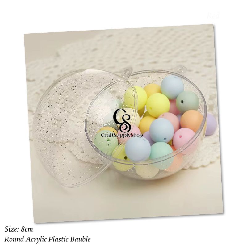 Clear Plastic Christmas Baubles - 8cm Fillable Ornaments - DIY Transparent Christmas Decorations