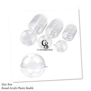 Clear Plastic Christmas Baubles - 8cm Fillable Ornaments - DIY Transparent Christmas Decorations