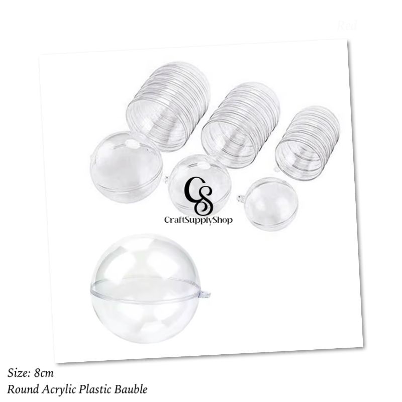 Clear Plastic Christmas Baubles - 8cm Fillable Ornaments - DIY Transparent Christmas Decorations