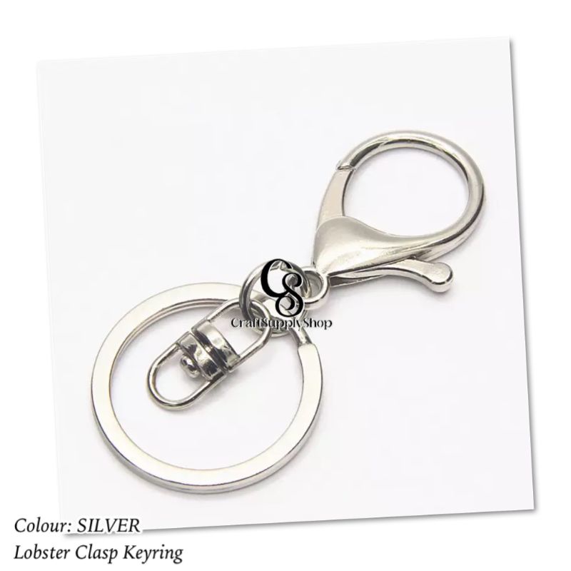 Gold Silver Lobster Clasp Keyring (7) 360 Lobster Claw Clasp Keychain, CraftSupplyshop Swivel Clasps Hook Metal Key Ring Loop Key with Flat Split Ring Swivel Clasps for Jewelry Keychain DIY Crafts Making
