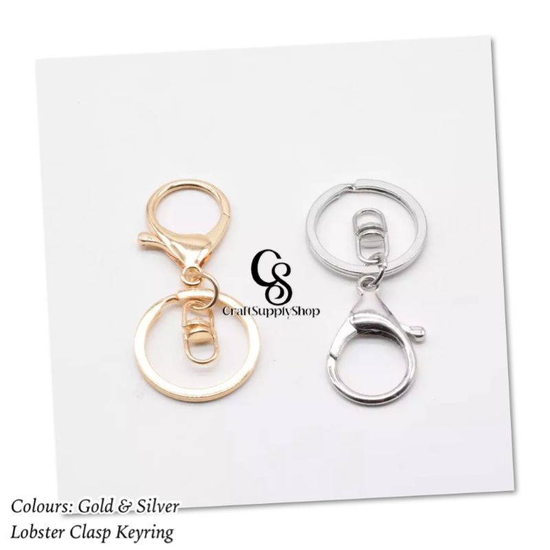 Gold & Silver Lobster Clasp Keyring (8) Lobster Claw Clasp Keychain,Key Ring Loop Key with Flat Split Ring Lobster Clasps Swivel Trigger Clips for Jewelry Making DIY Key Chain Accessories