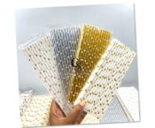 Metallic Gold Star Paper Straws