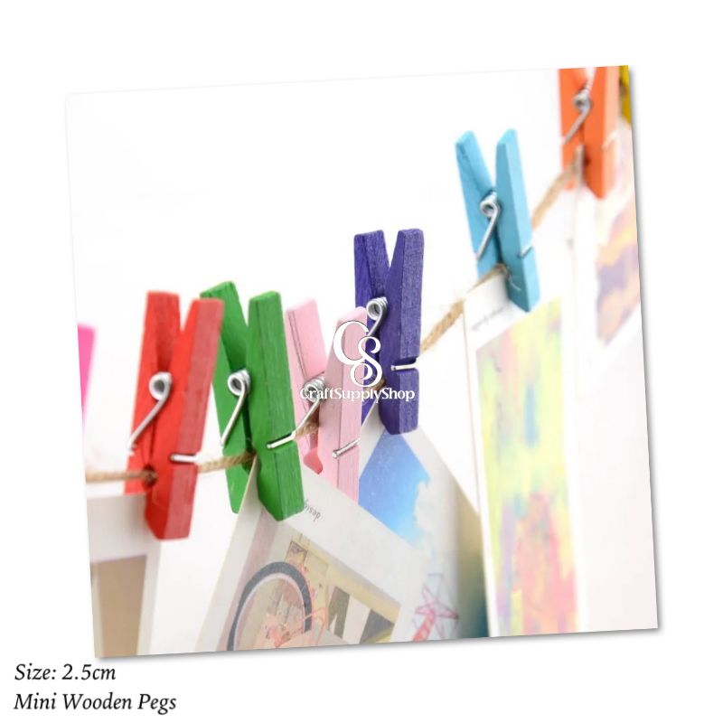 Mini Coloured Wooden Pegs (10) Mini Coloured Wooden Pegs