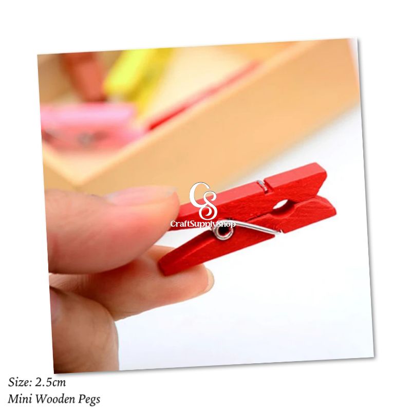 Mini Coloured Wooden Pegs (13) Mini Coloured Wooden Pegs