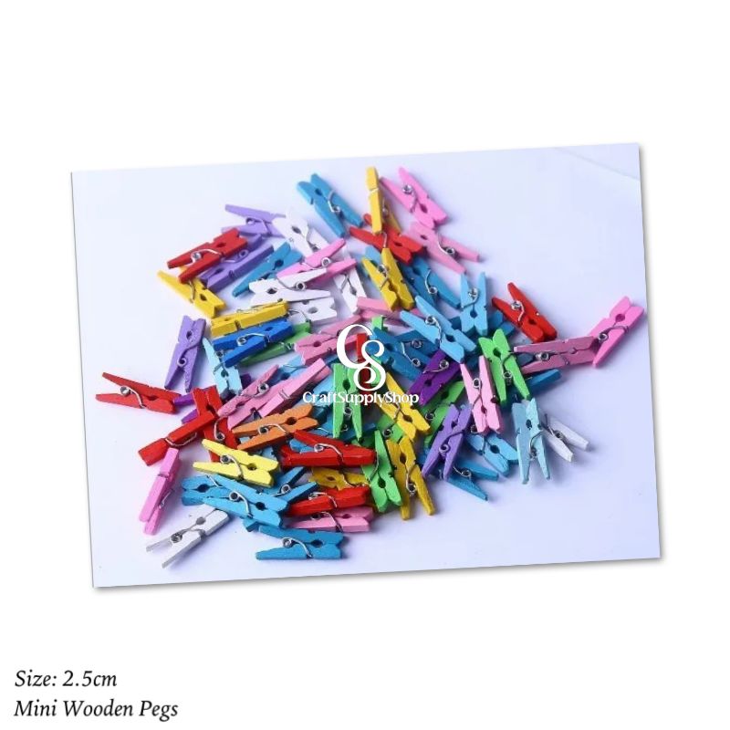 Mini Coloured Wooden Pegs (2) Mini Coloured Wooden Pegs