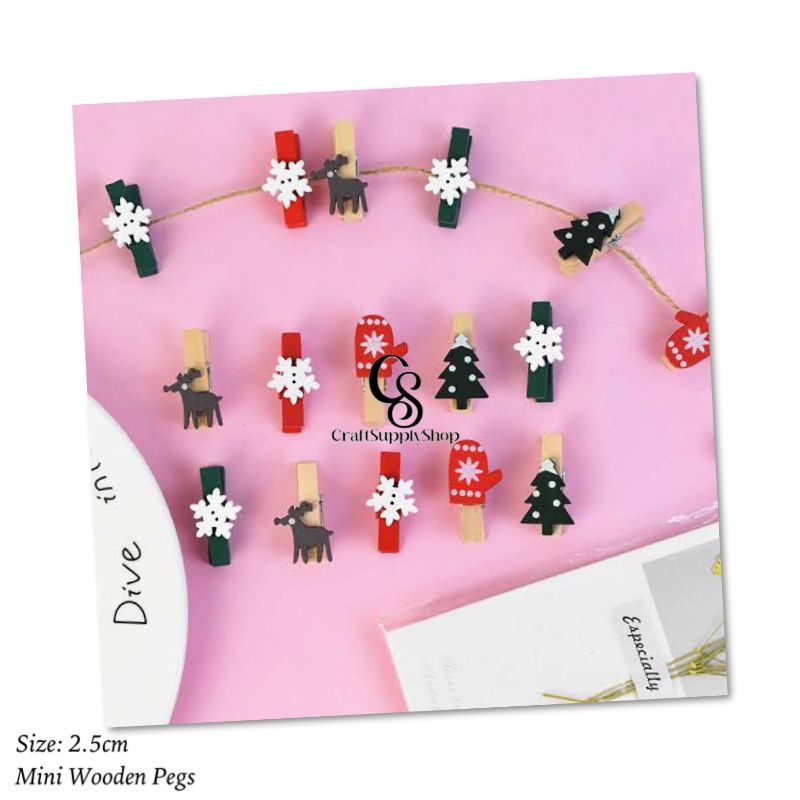 Mini Coloured Wooden Pegs (6) Mini Coloured Wooden Pegs