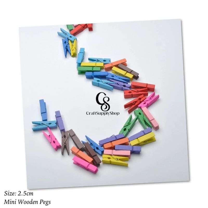 Mini Coloured Wooden Pegs (8) Mini Coloured Wooden Pegs