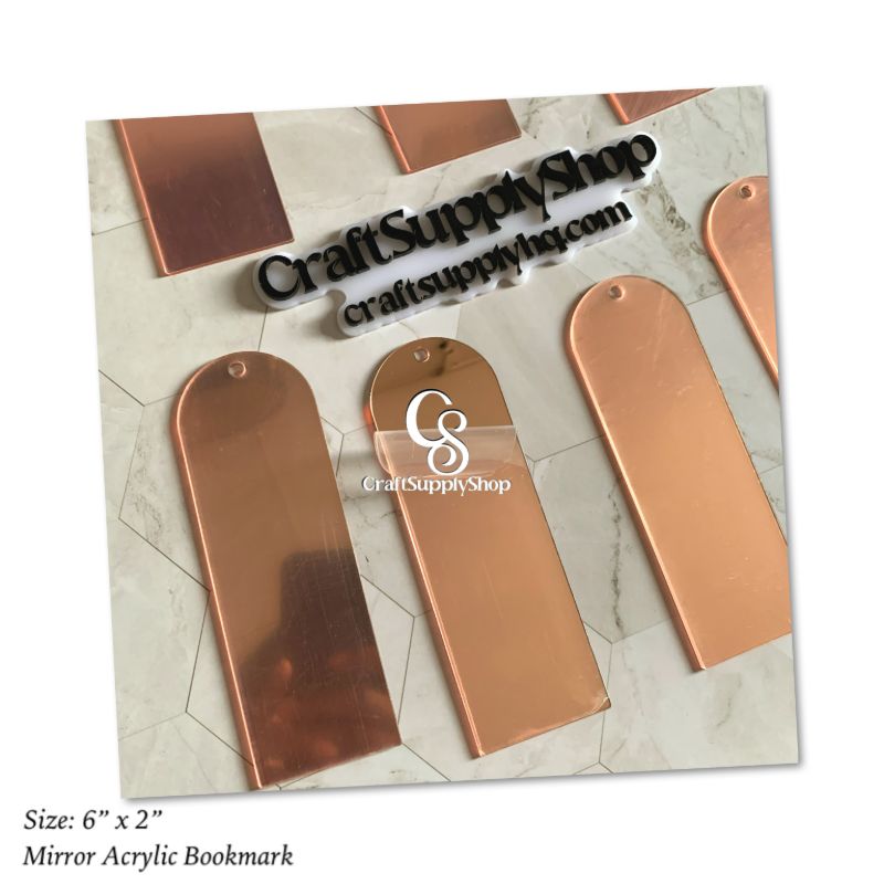 Mirror Acrylic Bookmark,Acrylic Rectangular Bookmark Banks,Blank Mirrored Acrylic Sheet,Acrylic Blank Bookmark with Tassels for DIY Projects and Present Tags (Rose Gold Mirror)