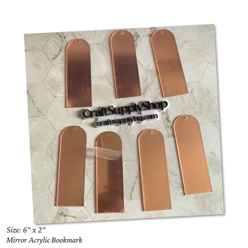 Mirror Acrylic Bookmark,Acrylic Rectangular Bookmark Banks,Blank Mirrored Acrylic Sheet,Acrylic Blank Bookmark with Tassels for DIY Projects and Present Tags (Rose Gold Mirror)