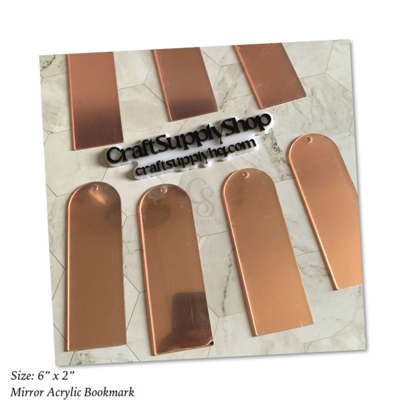 Mirror Acrylic Bookmark,Acrylic Rectangular Bookmark Banks,Blank Mirrored Acrylic Sheet,Acrylic Blank Bookmark with Tassels for DIY Projects and Present Tags (Rose Gold Mirror)
