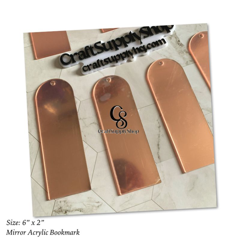 Mirror Acrylic Bookmark,Acrylic Rectangular Bookmark Banks,Blank Mirrored Acrylic Sheet,Acrylic Blank Bookmark with Tassels for DIY Projects and Present Tags (Rose Gold Mirror)