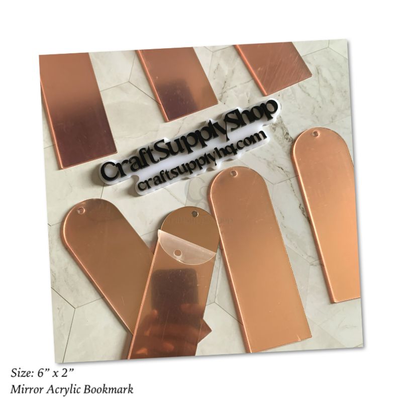 Mirror Acrylic Bookmark,Acrylic Rectangular Bookmark Banks,Blank Mirrored Acrylic Sheet,Acrylic Blank Bookmark with Tassels for DIY Projects and Present Tags (Rose Gold Mirror)
