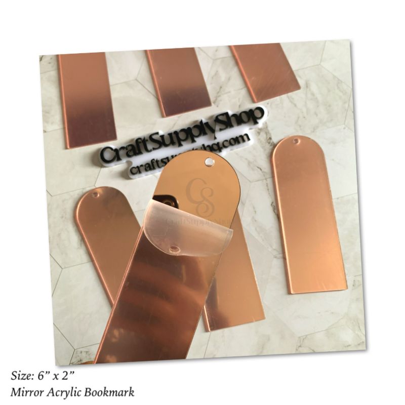 Mirror Acrylic Bookmark,Acrylic Rectangular Bookmark Banks,Blank Mirrored Acrylic Sheet,Acrylic Blank Bookmark with Tassels for DIY Projects and Present Tags (Rose Gold Mirror)