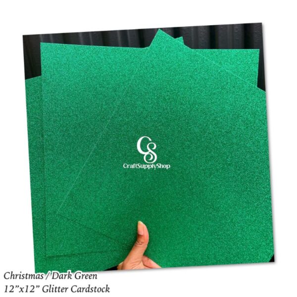 christmas Dark Green Glitter Cardstock 300gsm