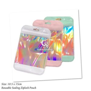 10.5cm x 15CM Holographic Ziplock Pouch for Jewelry, Gadget, Keychain, Resinart, Makeup