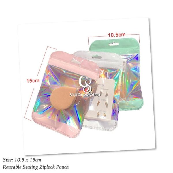 10.5cm x 15CM Holographic Ziplock Pouch for Jewelry, Gadget, Keychain, Resinart, Makeup