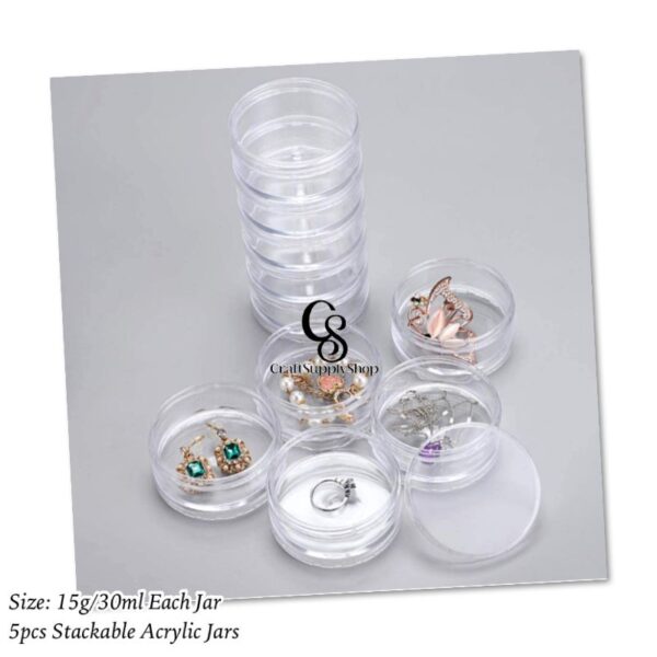 15g 30ml 5pc Stackable acrylic jar bead container