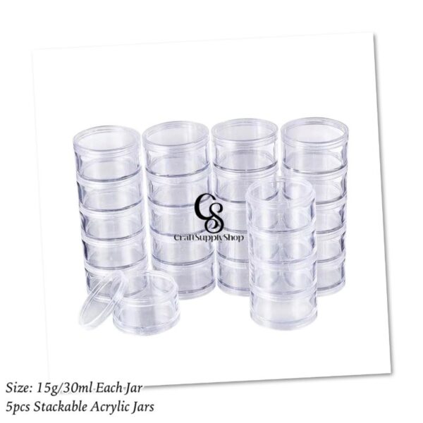 15g 30ml 5pc Stackable acrylic jar bead container