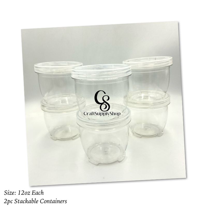2pc 12oz Stackable Sturdy Containers (1) 12oz Stackable Containers - 2pc set