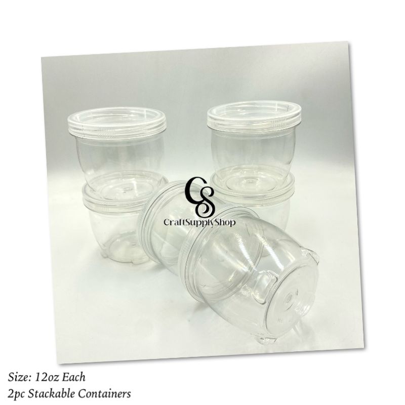 2pc 12oz Stackable Sturdy Containers (3) 12oz Stackable Containers - 2pc set