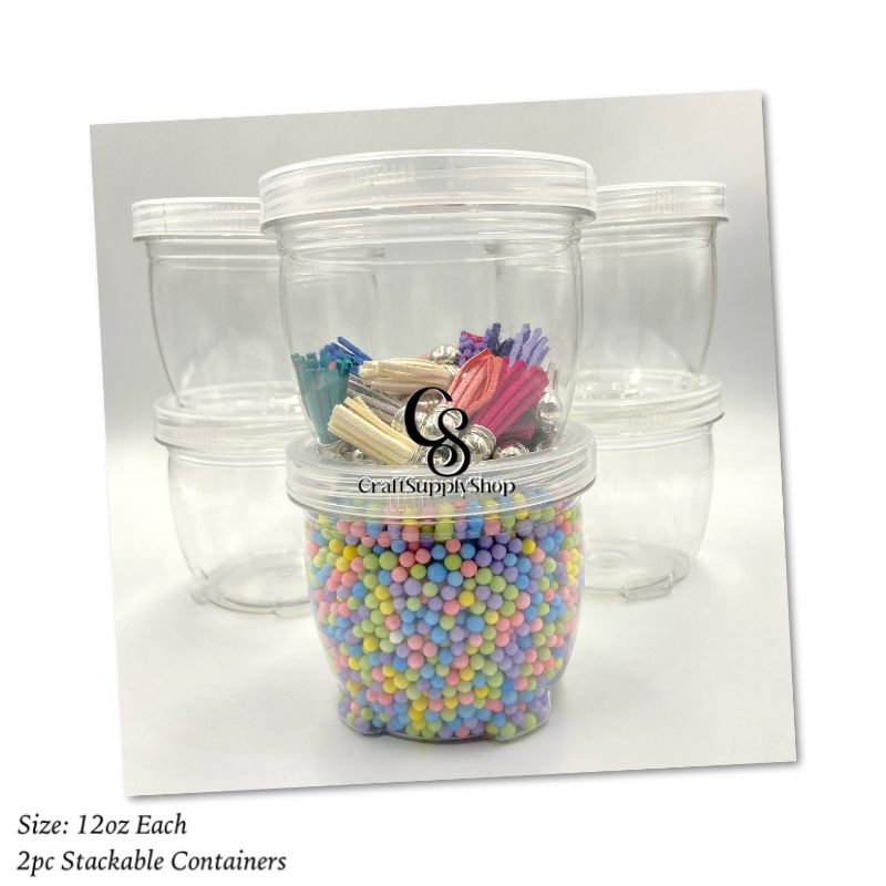 2pc 12oz Stackable Sturdy Containers (4) 12oz Stackable Containers - 2pc set
