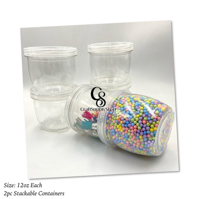 2pc 12oz Stackable Sturdy Containers (6) 12oz Stackable Containers - 2pc set