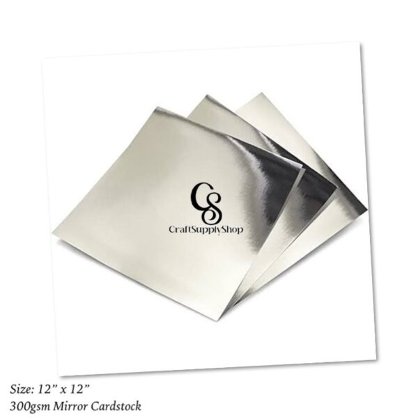 300gsm Mirror Silver Carstock 12 x 12 inches