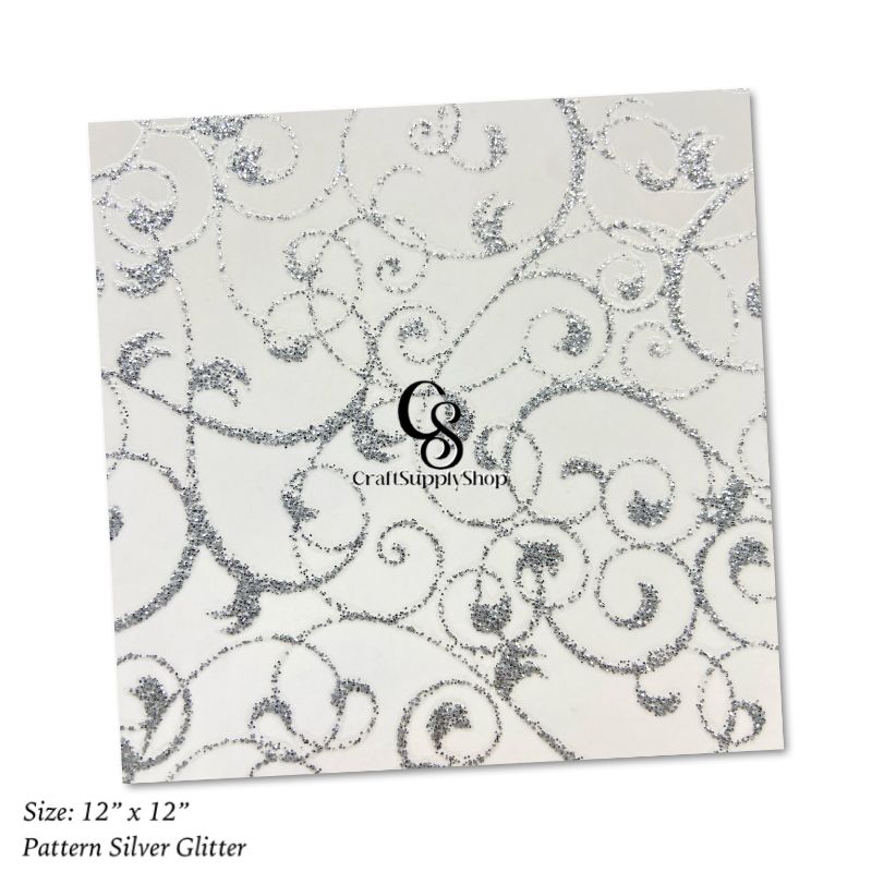 300gsm Pattern Silver Glitter