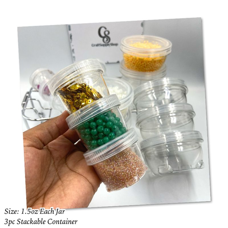 3pc 1.5oz Stackable Sturdy Containers