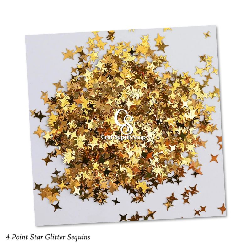 Stars Confetti Glitter Four-Angle Star Laser Sequins for DIY Crafts, Nail Art Decoration, Party Decoration - 4mm, 10g