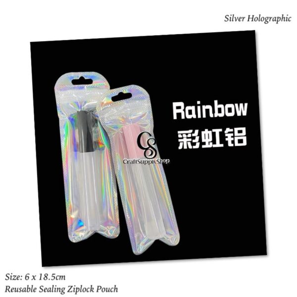 Rainbow Bags, Reusable Foil Pouch Makeup Brush Zip Lock Bag Double-Sided Zipper Lock Bag Mylar Bags for Household Food Storage Jewelry Bracelet Earrings Eyelash Packaging