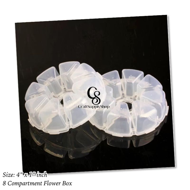 8 Removable Grid Compartment Clear Round Plastic Storage Box, Jewelry and Crafts Organizer Container with Adjustable Dividers 8-Compartment Clear Plastic Round Jewelry Organizer