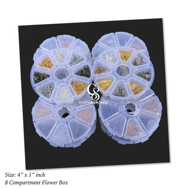 8 Removable Grid Compartment Clear Round Plastic Storage Box, Jewelry and Crafts Organizer Container with Adjustable Dividers