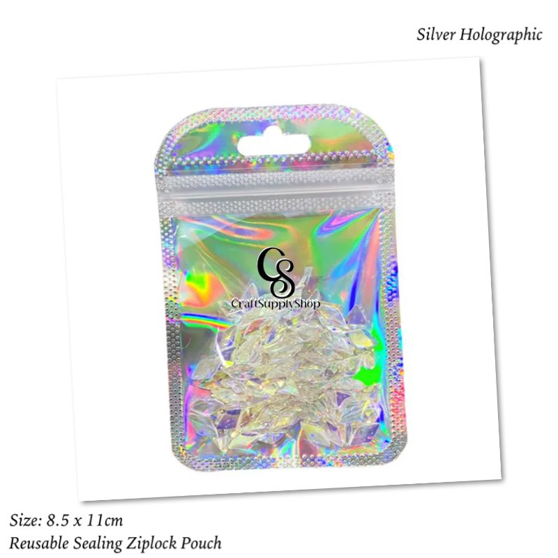 8.5x11cm Reusable Ziplock Pouch (2) Reusable Foil Pouch Makeup Brush Zip Lock Bag Double-Sided Zipper Lock Bag Mylar Bags for Household Storage Jewelry Bracelet Earrings Eyelash Packaging SMall Business packaging