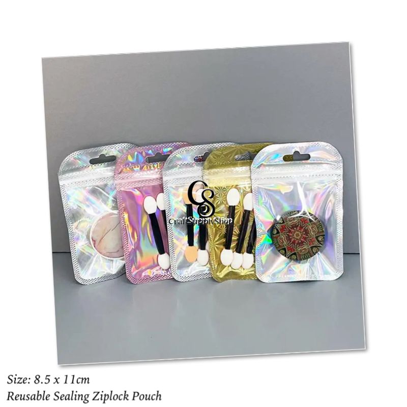 8.5x11cm Reusable Ziplock Pouch (4) Reusable Foil Pouch Makeup Brush Zip Lock Bag Double-Sided Zipper Lock Bag Mylar Bags for Household Storage Jewelry Bracelet Earrings Eyelash Packaging SMall Business packaging