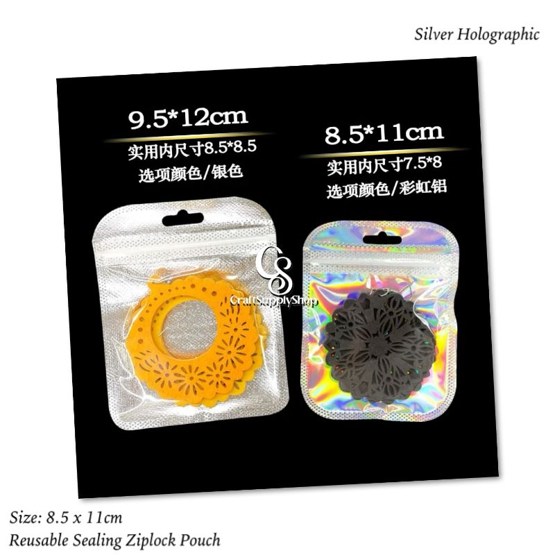 8.5x11cm Reusable Ziplock Pouch (6) Reusable Foil Pouch Makeup Brush Zip Lock Bag Double-Sided Zipper Lock Bag Mylar Bags for Household Storage Jewelry Bracelet Earrings Eyelash Packaging SMall Business packaging