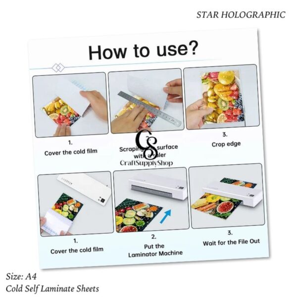 A4 Star Holographic Self Laminating Sheets