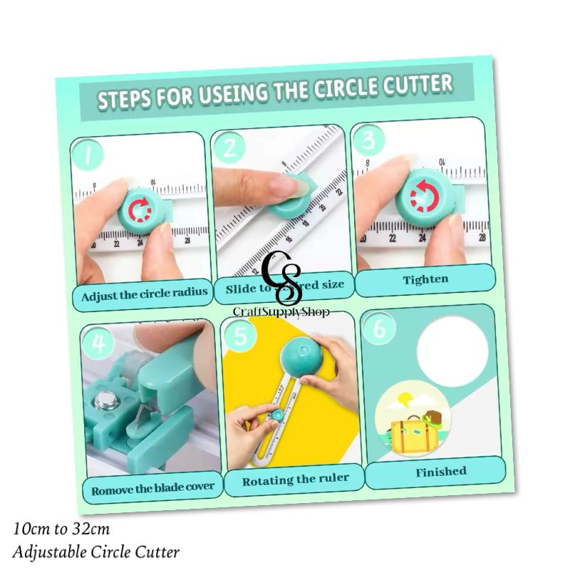 2 Extra blades CraftSupplyShop Manual Round Paper Cutter & Compass Circle Cutting Tool - Blade for DIY Crafting, Scrapbooking, Patchwork, Card Making - Portable Circle Cutter for Paper, Kraft Board, Photo Paper